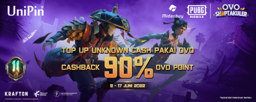 PROMO – Top up Unknown Cash PUBGM di UniPin Cashback 90% Pakai OVO!